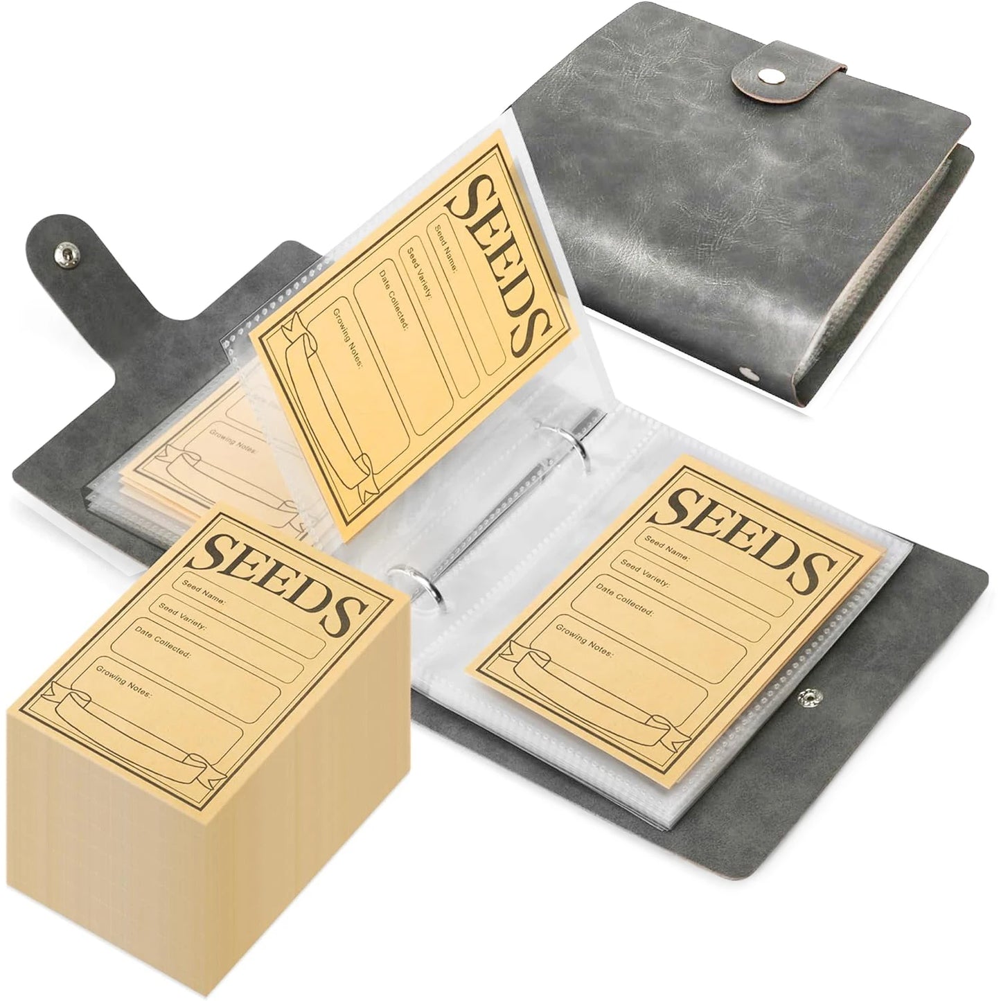 Garden Seeds Storage Organizers, Seed Organizer Binder with 50pcs Self-Sealing Seed Envelopes,Seed Packet Organizer, Seed