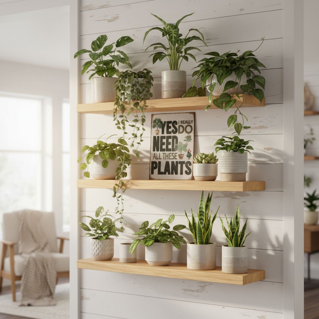 Floating shelves mockup