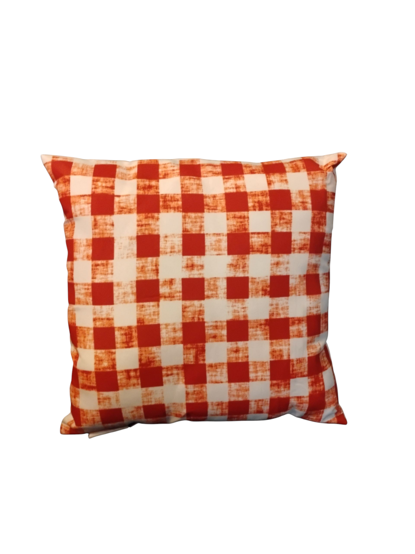 Farm Fresh Strawberries Decorative Throw Pillow – Reversible Gingham Accent Cushion, 16" × 16